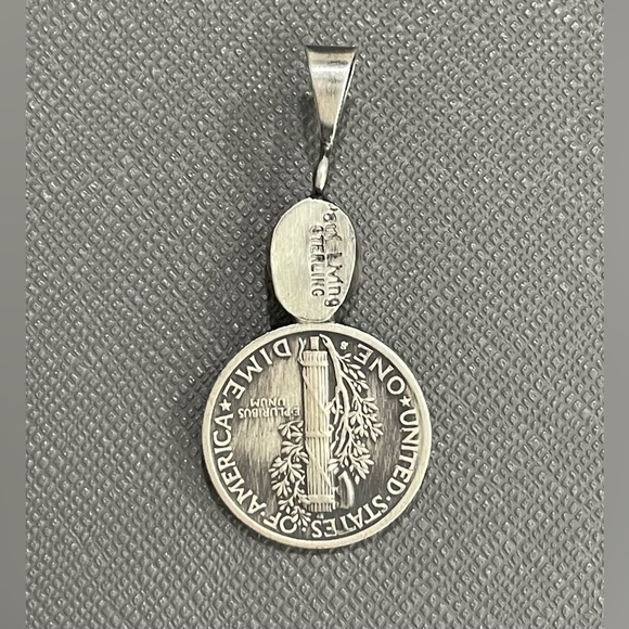 Paul Livingston Mercury Dime pendant Native American Navajo jewelry - Picture 2 of 3